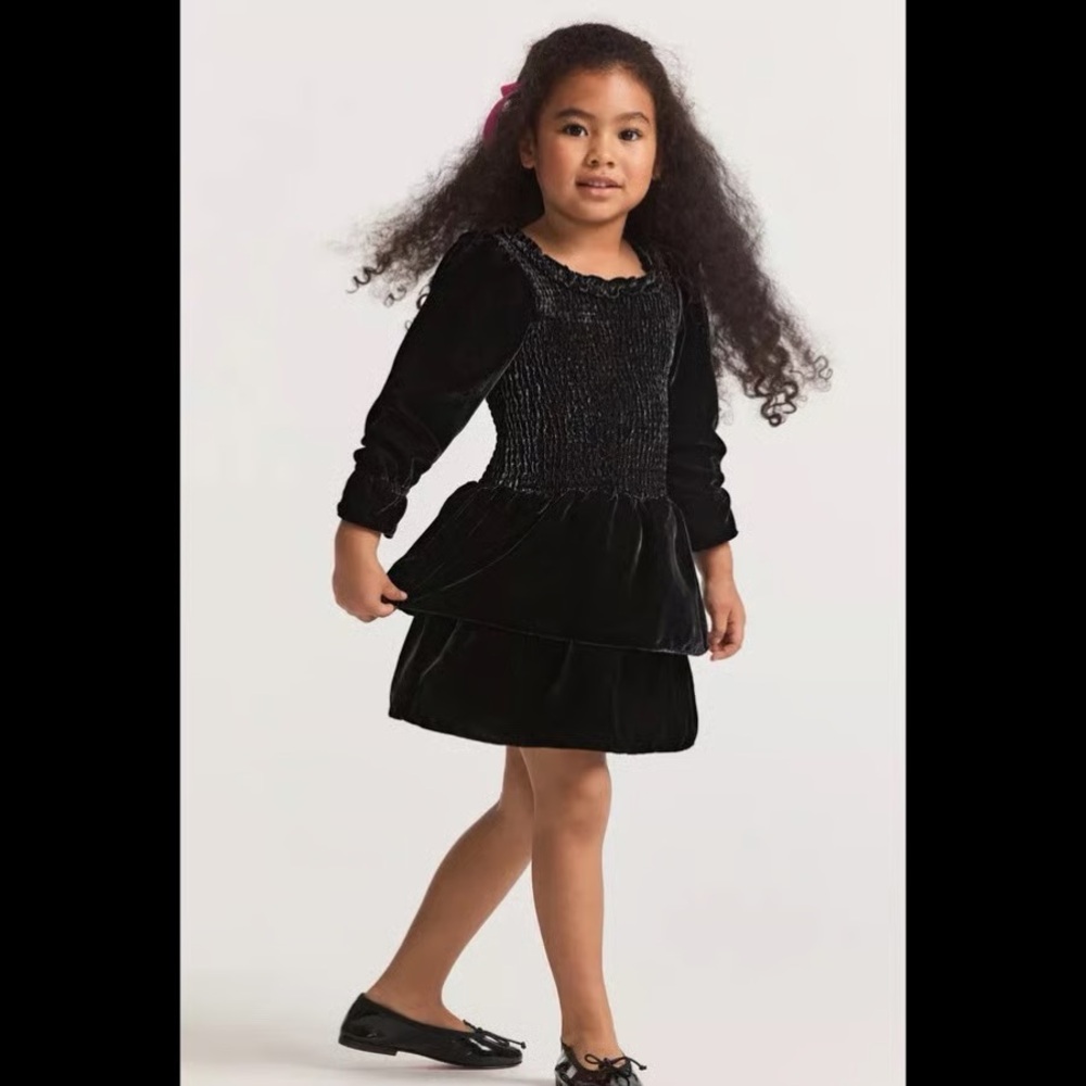 LoveShackFancy Girls' NWT Velvet Dev Dress in black size 10